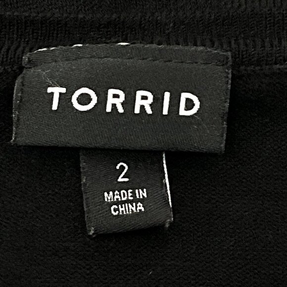 Torrid‎ Sweater Women 2X Black Puff Sleeve V-Neck Ribbed Hem Knit - Picture 3 of 11